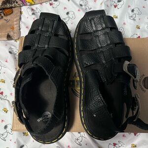 Dr. Martens Black Woven Leather Sandals